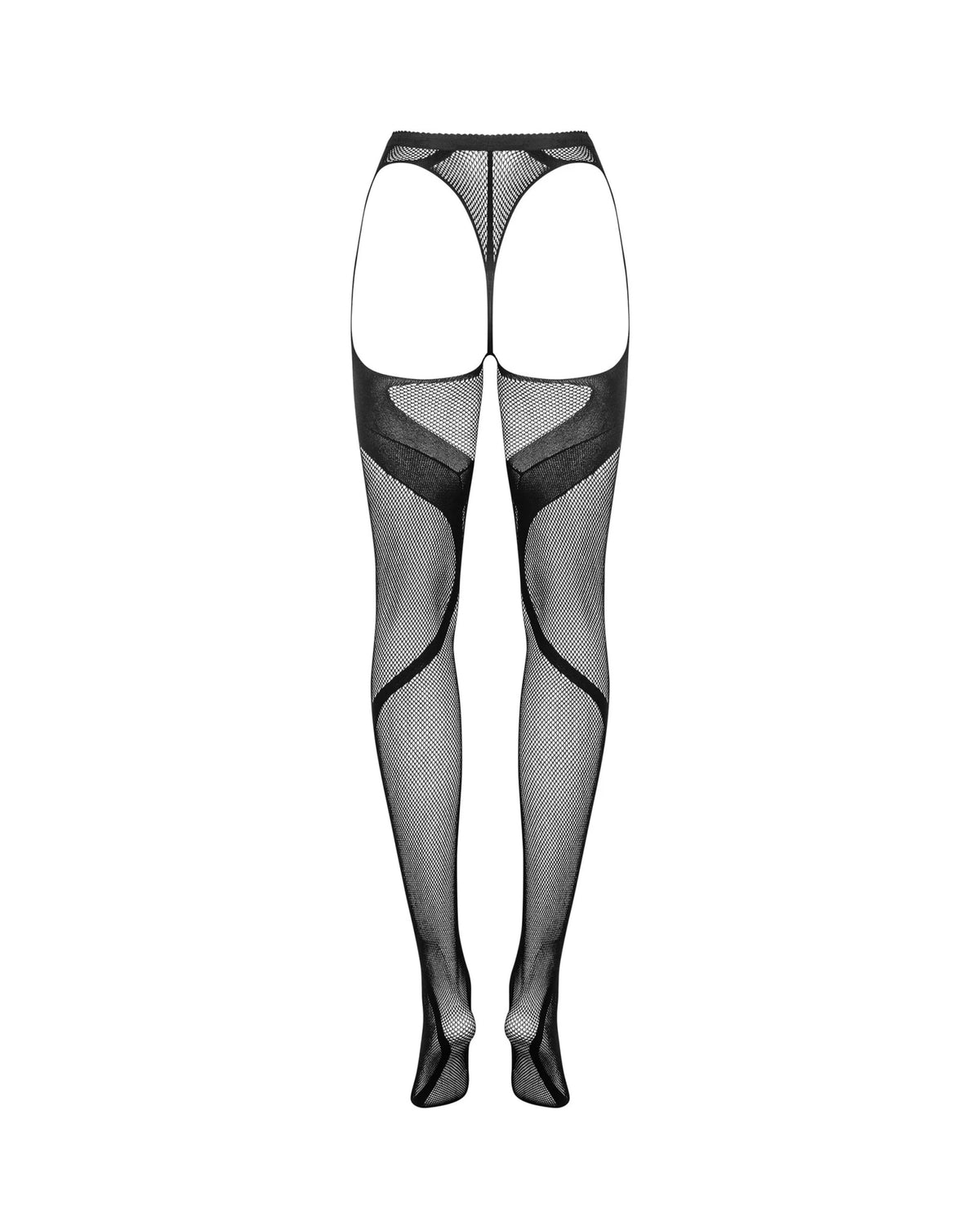 Collant Neri a Rete con Motivo a Strisce Ondulate e Cavallo Aperto S336 | Obsessive 191790 - Obsessive - Intimo per le occasioni speciali | The Game Lingerie
