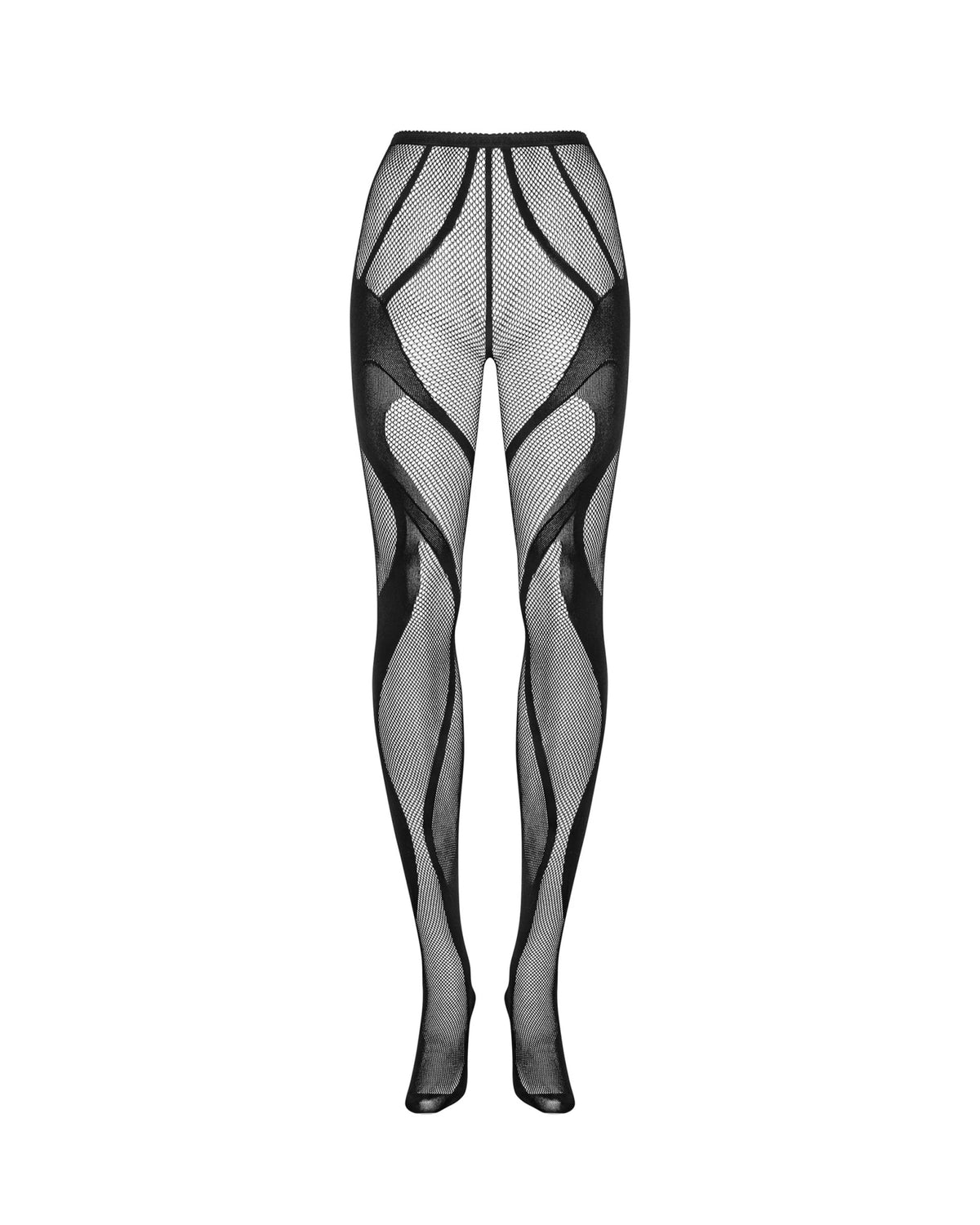 Collant Neri a Rete con Motivo a Strisce Ondulate e Cavallo Aperto S336 | Obsessive 191790 - Obsessive - Intimo per le occasioni speciali | The Game Lingerie