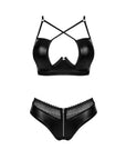 Completo Nero Lucido con Cerniera Frontale e Pizzo Norides | Obsessive 184939 - Obsessive - Intimo per le occasioni speciali | The Game Lingerie
