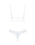 Completo Sexy Bianco in Mesh con Ricami Floreali e Perizoma Heavenlly | Obsessive 180767 - Obsessive - Intimo per le occasioni speciali | The Game Lingerie