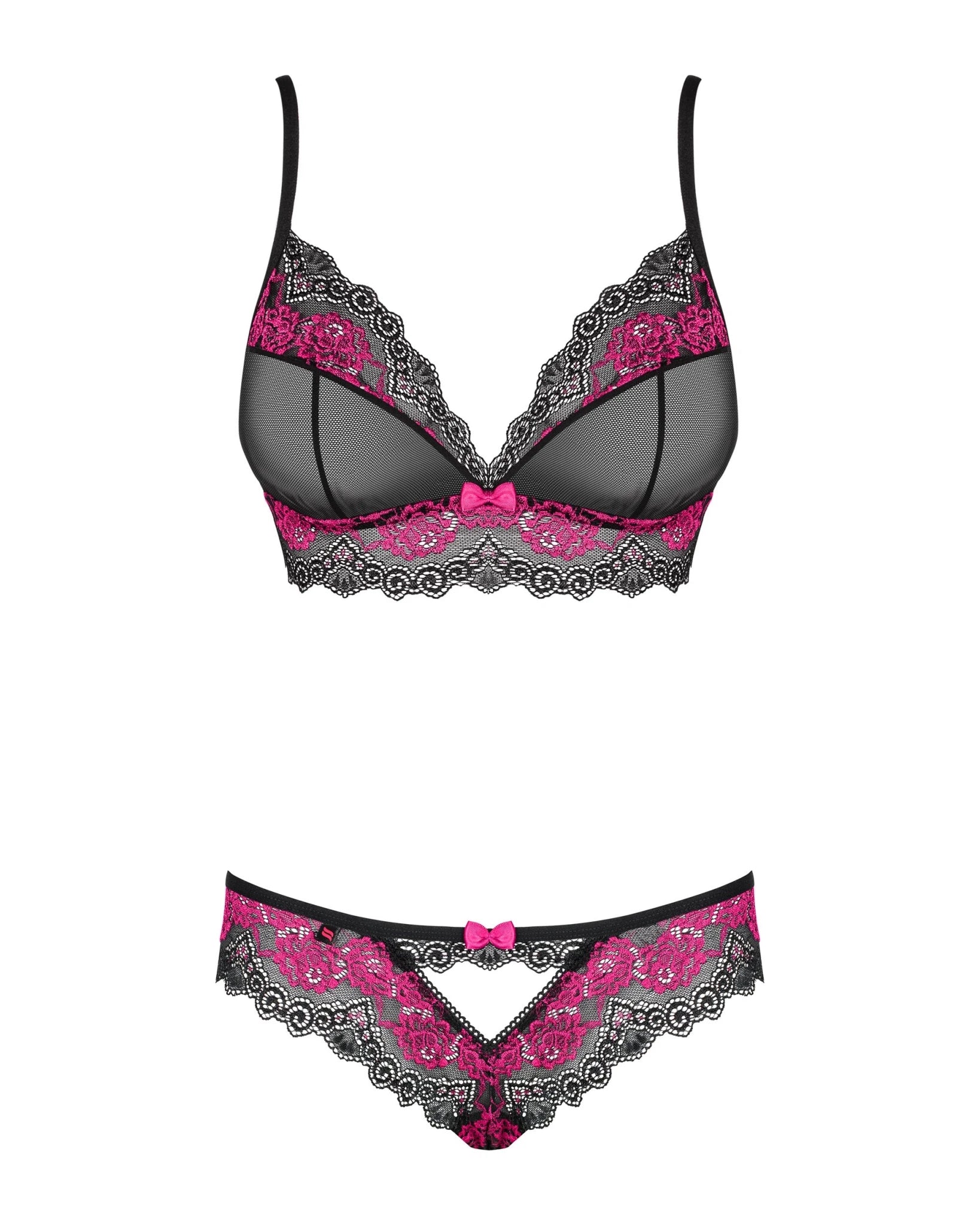 Completo Sexy in Mesh e Pizzo con Reggiseno e Mutandine Tulia | Obsessive 137756 - Obsessive - Intimo per le occasioni speciali | The Game Lingerie