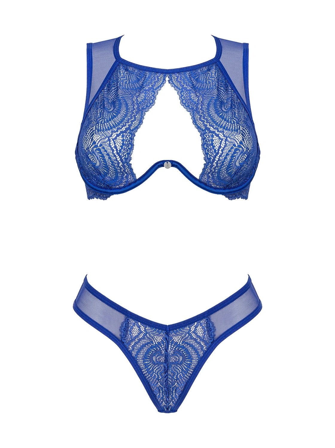 Completo Sexy in Pizzo Blu Cobalto con Reggiseno e Mutandine Giselia | Obsessive 167361 - Obsessive - Intimo per le occasioni speciali | The Game Lingerie