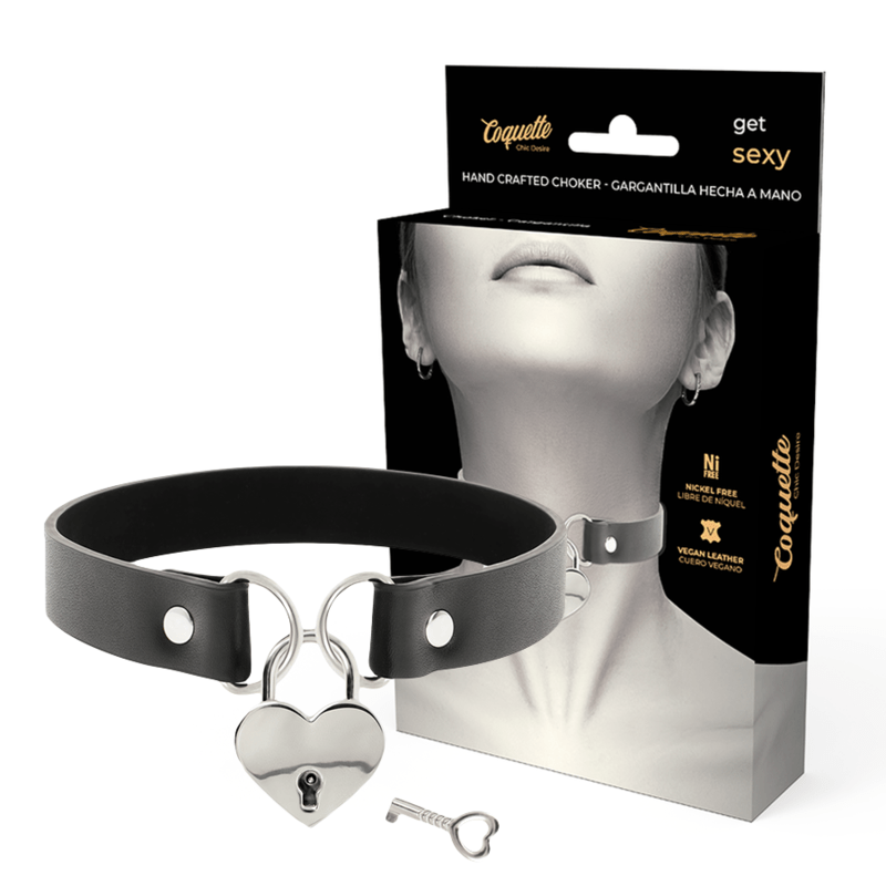 COQUETTE CHIC DESIRE - COLLANA IN PELLE VEGANA CON ACCESSORIO CUORE CON CHIAVE - COQUETTE ACCESSORIES - Intimo per le occasioni speciali | The Game Lingerie