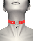 COQUETTE CHIC DESIRE - COLLANA IN PELLE VEGANA ROSSA CON ACCESSORIO CUORE CON CHIAVE - COQUETTE ACCESSORIES - Intimo per le occasioni speciali | The Game Lingerie