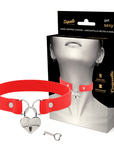 COQUETTE CHIC DESIRE - COLLANA IN PELLE VEGANA ROSSA CON ACCESSORIO CUORE CON CHIAVE - COQUETTE ACCESSORIES - Intimo per le occasioni speciali | The Game Lingerie