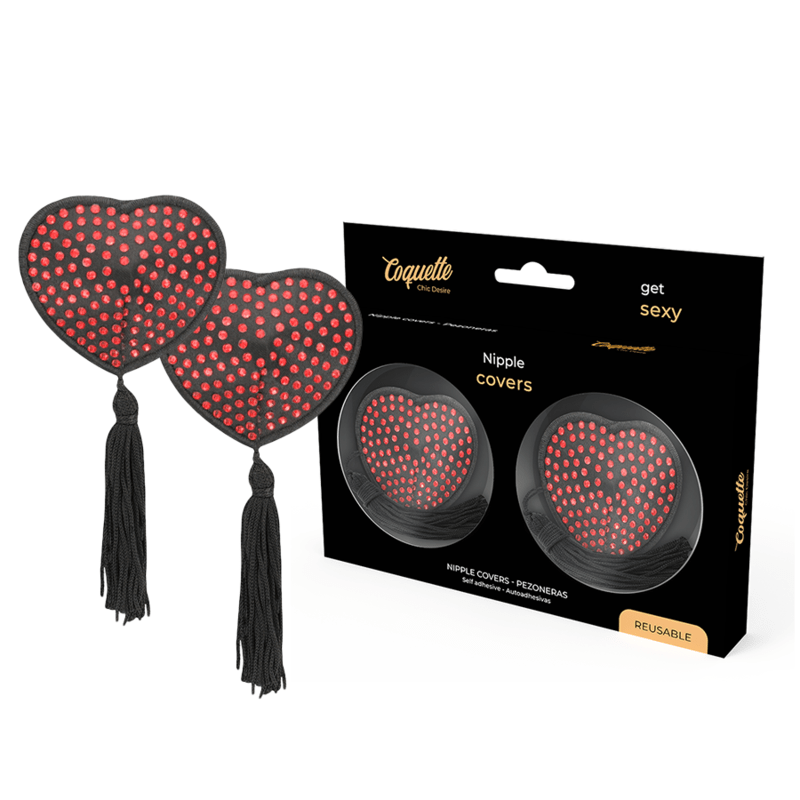 COQUETTE CHIC DESIRE - COPRI CAPEZZOLI CUORE NERO / ROSSO - COQUETTE ACCESSORIES - Intimo per le occasioni speciali | The Game Lingerie