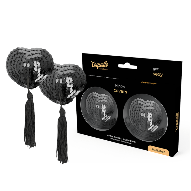 COQUETTE CHIC DESIRE - COPRI CAPEZZOLI NERI CON PAILLETTES - COQUETTE ACCESSORIES - Intimo per le occasioni speciali | The Game Lingerie