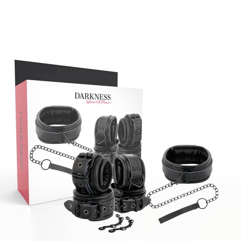 DARKNESS - MANETTE E COLLETTO IN PELLE NERA - DARKNESS - Intimo per le occasioni speciali | The Game Lingerie