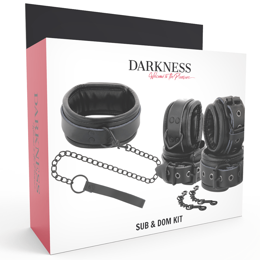 DARKNESS - MANETTE E COLLETTO IN PELLE NERA - DARKNESS - Intimo per le occasioni speciali | The Game Lingerie