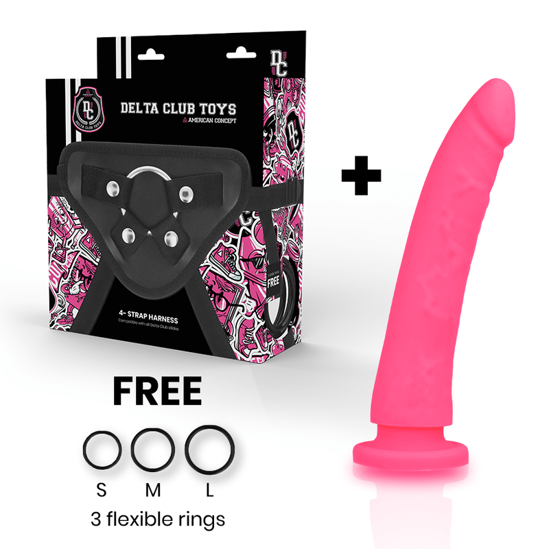 DELTA CLUB - TOYS IMBRACATURA + DONG SILICONE ROSA 17 CM -O- 3 CM - DELTACLUB - Intimo per le occasioni speciali | The Game Lingerie