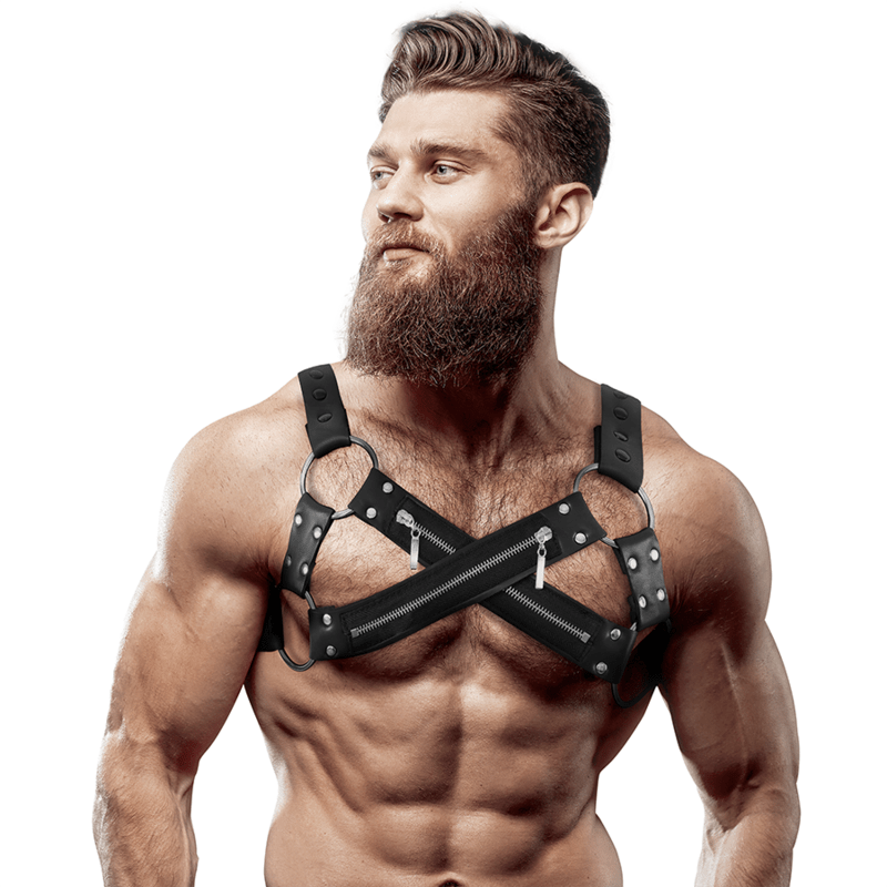 FETISH SUBMISSIVE ATTITUDE - IMBRACATURA BULLDOG IN NEOPRENE REGOLABILE CON CERNIERE PER UOMINI - FETISH SUBMISSIVE ATTITUDE - Intimo per le occasioni speciali | The Game Lingerie