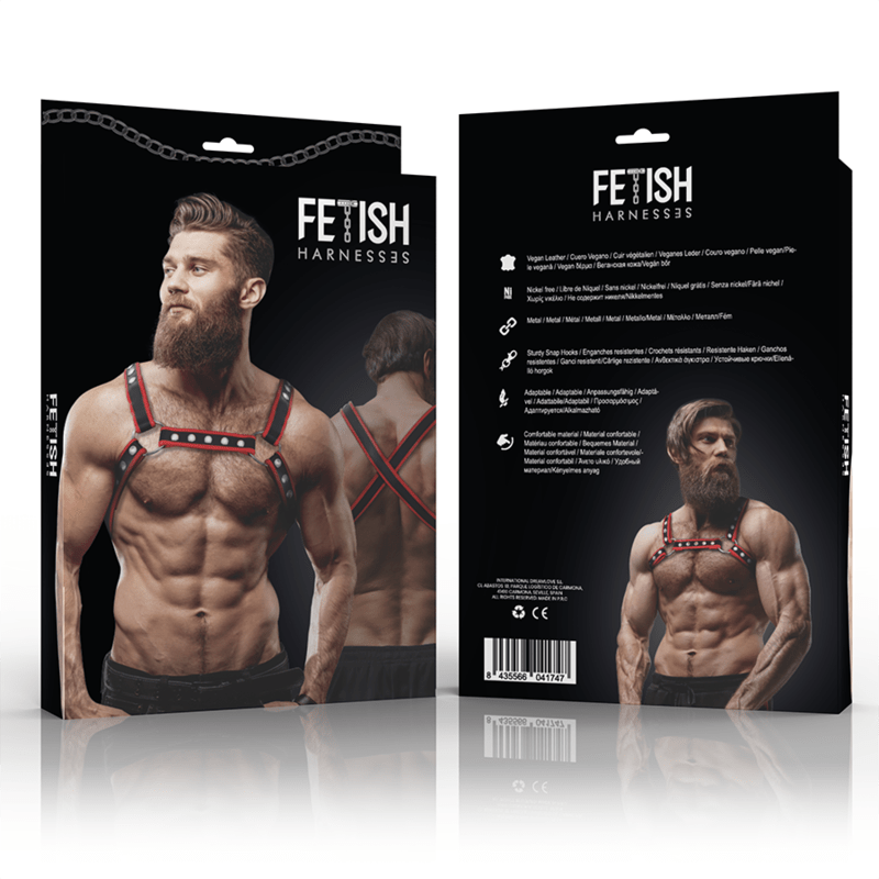 FETISH SUBMISSIVE ATTITUDINE - IMBRACATURA PER BULLDOG IN ECOPELLE DA UOMO NERA/ROSSA - FETISH SUBMISSIVE ATTITUDE - Intimo per le occasioni speciali | The Game Lingerie