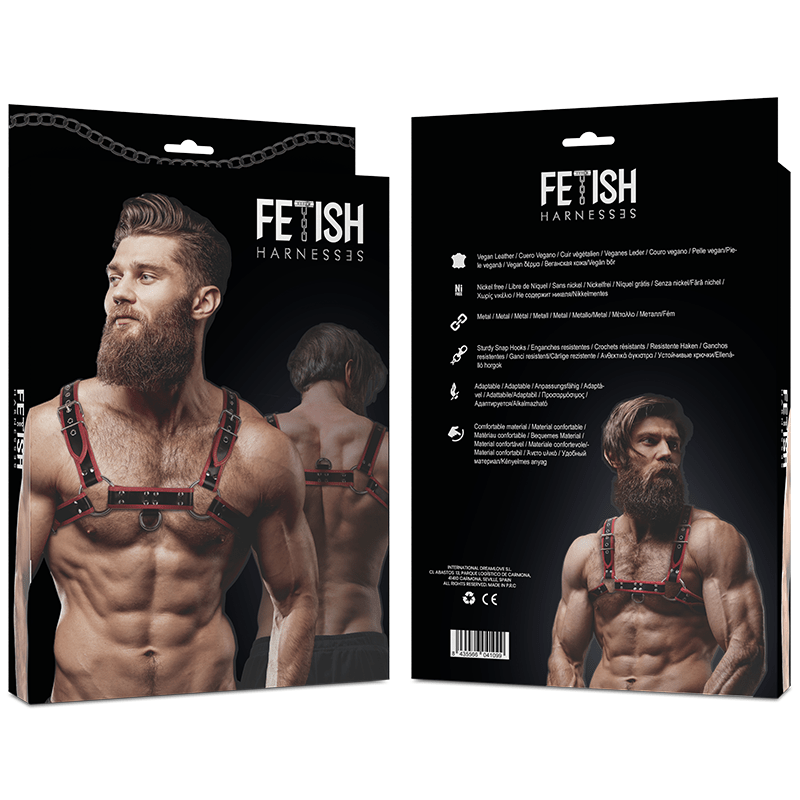 FETISH SUBMISSIVE ATTITUDINE - IMBRACATURA PER IL PETTO IN ECOPELLE DA UOMO NERA/ROSSA - FETISH SUBMISSIVE ATTITUDE - Intimo per le occasioni speciali | The Game Lingerie