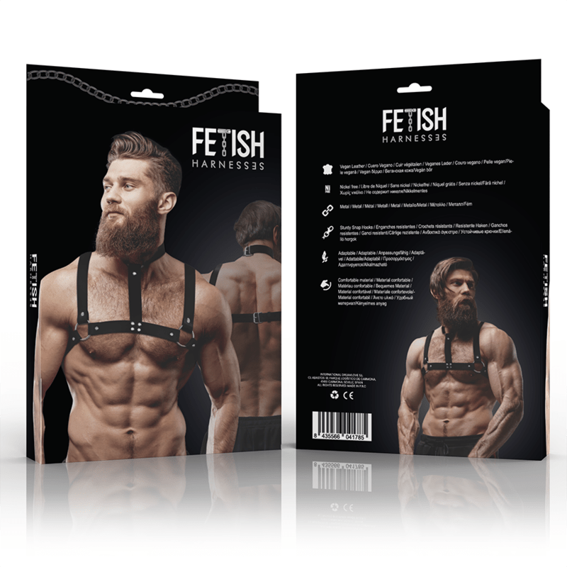 FETISH SUBMISSIVE ATTITUDINE - IMBRACATURA REGOLABILE IN ECOPELLE CON COLLANA PER UOMO - FETISH SUBMISSIVE ATTITUDE - Intimo per le occasioni speciali | The Game Lingerie