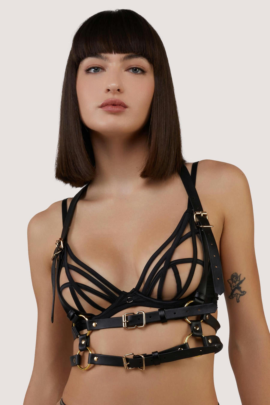 Black Matt harness torace - The Game Lingerie