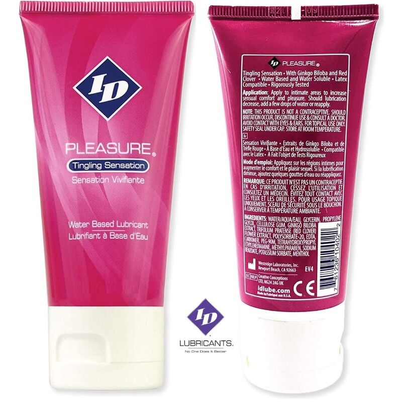 ID PLEASURE - LUBRIFICANTE A BASE ACQUA SENSAZIONE TINGENTE TUBO DA VIAGGIO 60 ML - ID PLEASURE - Intimo per le occasioni speciali | The Game Lingerie