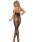 SUBBLIME - 951788 BODYSTOCKING LUNGO A RETE CON SPALLINE SU PETTO E SCHIENA NERO TAGLIA UNICA