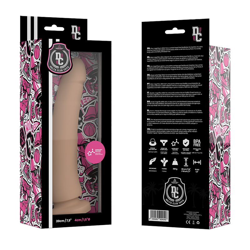 DILDO IN SILICONE MEDICO NATURALE 20 CM -O- 4 CM - DELTA CLUB