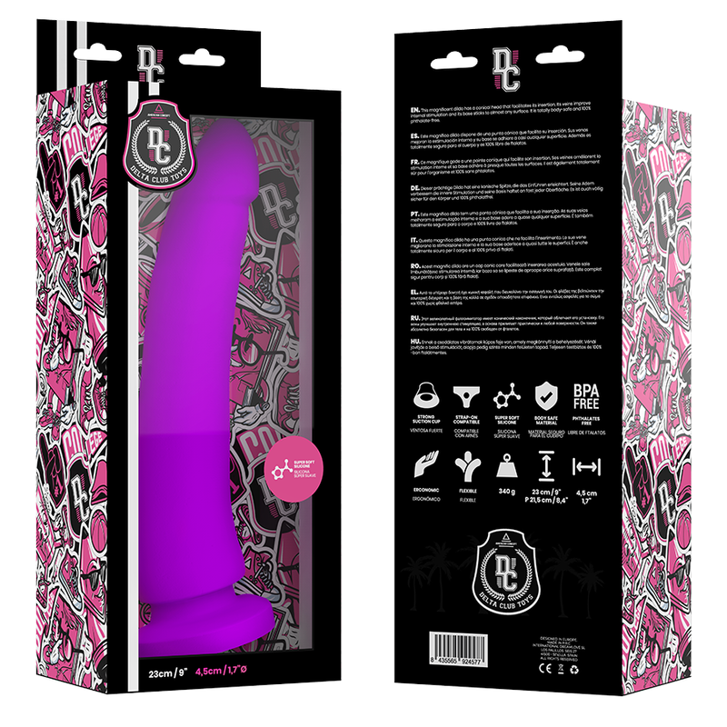 DILDO IN SILICONE MEDICO LILLA 23 CM -O- 4.5 CM - DELTA CLUB