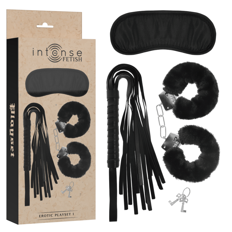 INTENSE - FETISH PLAYSET EROTICO 1 CON MANETTE, MASCHERA CIECA E FLOGGER - INTENSE FETISH - Intimo per le occasioni speciali | The Game Lingerie