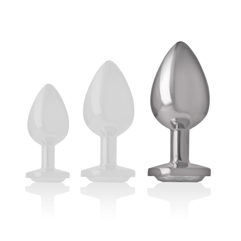INTENSE - PLUG ANALE IN METALLO ALLUMINIO CON CRISTALLO ARGENTO MISURA L - INTENSE ANAL TOYS - Intimo per le occasioni speciali | The Game Lingerie