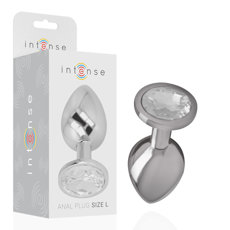 INTENSE - PLUG ANALE IN METALLO ALLUMINIO CON CRISTALLO ARGENTO MISURA L - INTENSE ANAL TOYS - Intimo per le occasioni speciali | The Game Lingerie