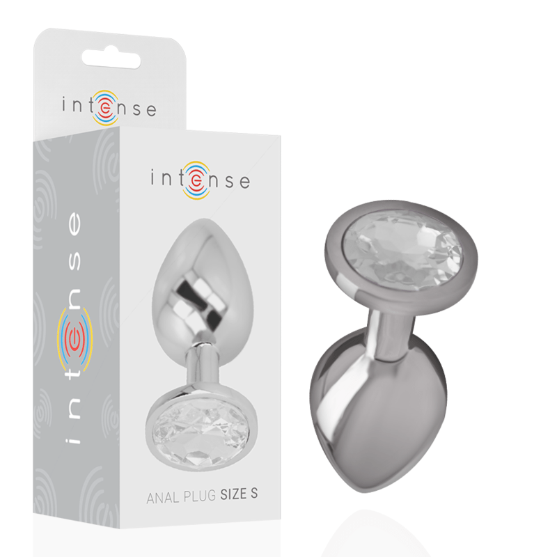 INTENSE - PLUG ANALE IN METALLO ALLUMINIO CON CRISTALLO ARGENTO MISURA S - INTENSE ANAL TOYS - Intimo per le occasioni speciali | The Game Lingerie