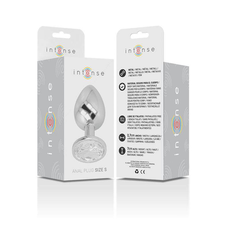 INTENSE - PLUG ANALE IN METALLO ALLUMINIO CON CRISTALLO ARGENTO MISURA S - INTENSE ANAL TOYS - Intimo per le occasioni speciali | The Game Lingerie