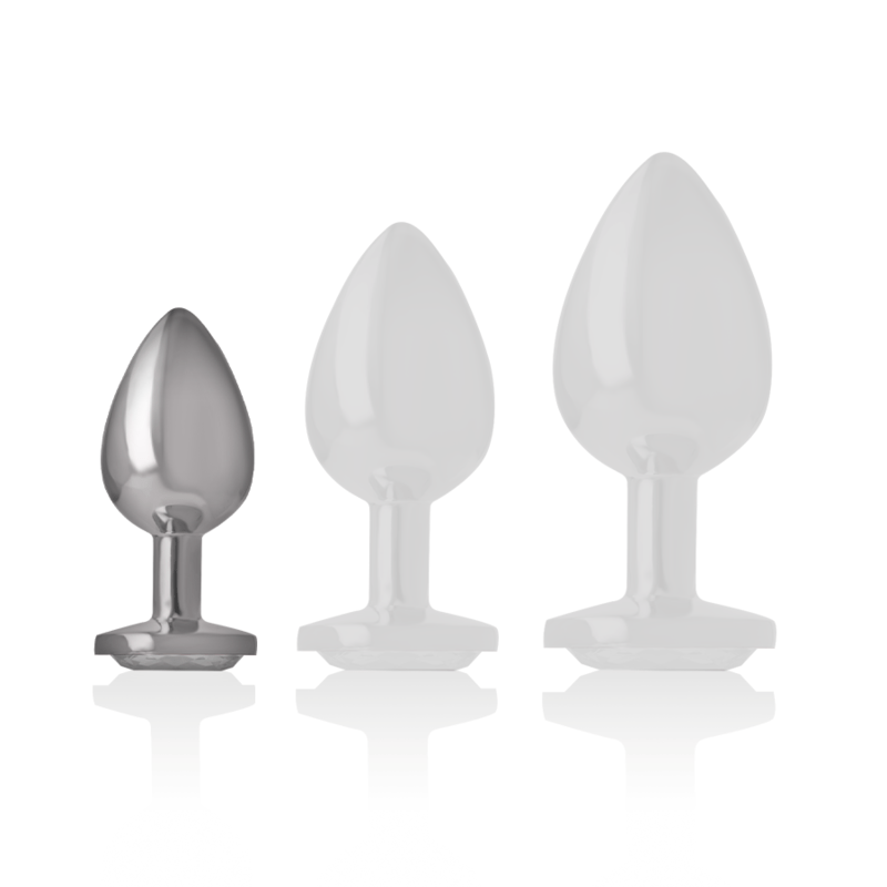 INTENSE - PLUG ANALE IN METALLO ALLUMINIO CON CRISTALLO ARGENTO MISURA S - INTENSE ANAL TOYS - Intimo per le occasioni speciali | The Game Lingerie