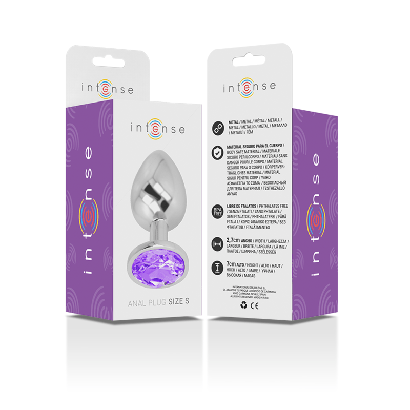 INTENSE - PLUG ANALE IN METALLO ALLUMINIO CON CRISTALLO VIOLA MISURA S - INTENSE ANAL TOYS - Intimo per le occasioni speciali | The Game Lingerie