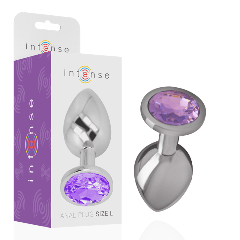 INTENSE - PLUG ANALE IN METALLO ALLUMINIO CON CRISTALLO VIOLA MISURA S - INTENSE ANAL TOYS - Intimo per le occasioni speciali | The Game Lingerie
