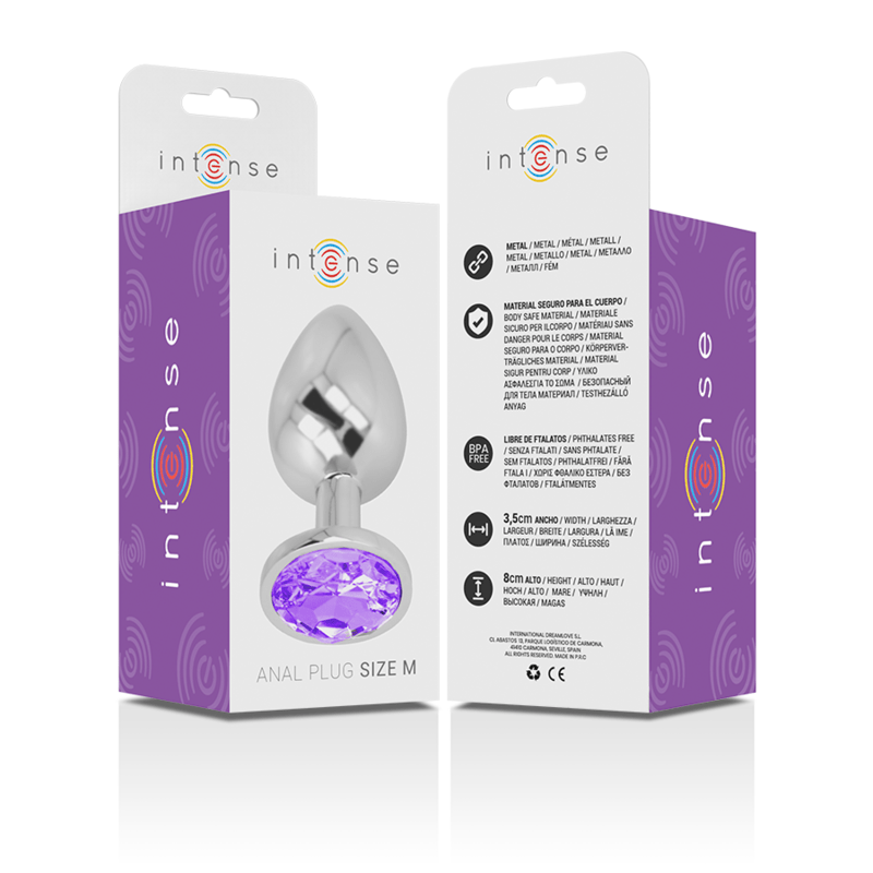 INTENSE - PLUG ANALE IN METALLO ALLUMINIO CON CRISTALLO VIOLA TAGLIA M - INTENSE ANAL TOYS - Intimo per le occasioni speciali | The Game Lingerie