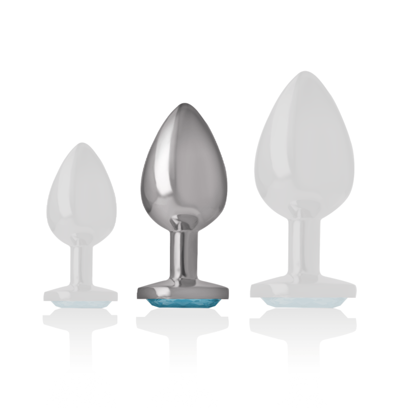 INTENSE - PLUG ANALE IN METALLO ALLUMINIO CON VETRO BLU TAGLIA M - INTENSE ANAL TOYS - Intimo per le occasioni speciali | The Game Lingerie