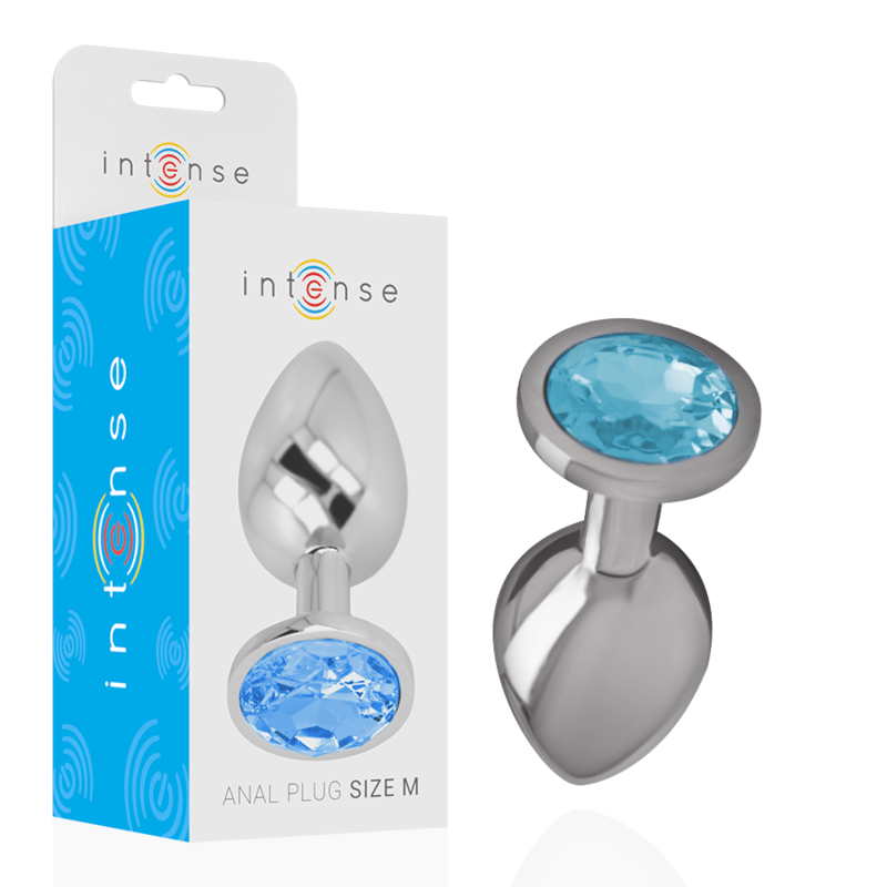 INTENSE - PLUG ANALE IN METALLO ALLUMINIO CON VETRO BLU TAGLIA M - INTENSE ANAL TOYS - Intimo per le occasioni speciali | The Game Lingerie