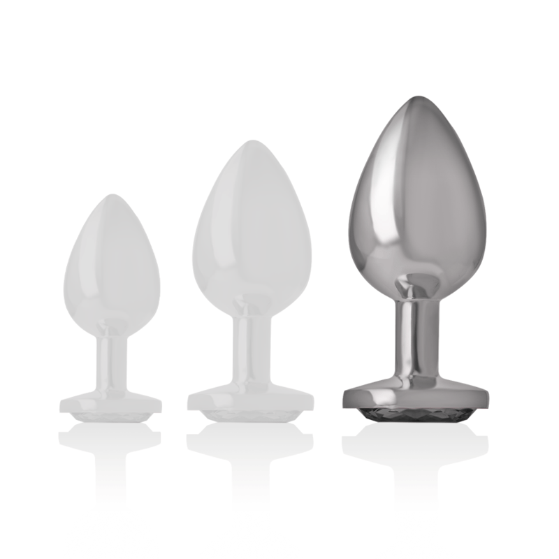 INTENSE - PLUG ANALE IN METALLO ALLUMINIO CON VETRO NERO TAGLIA L - INTENSE ANAL TOYS - Intimo per le occasioni speciali | The Game Lingerie