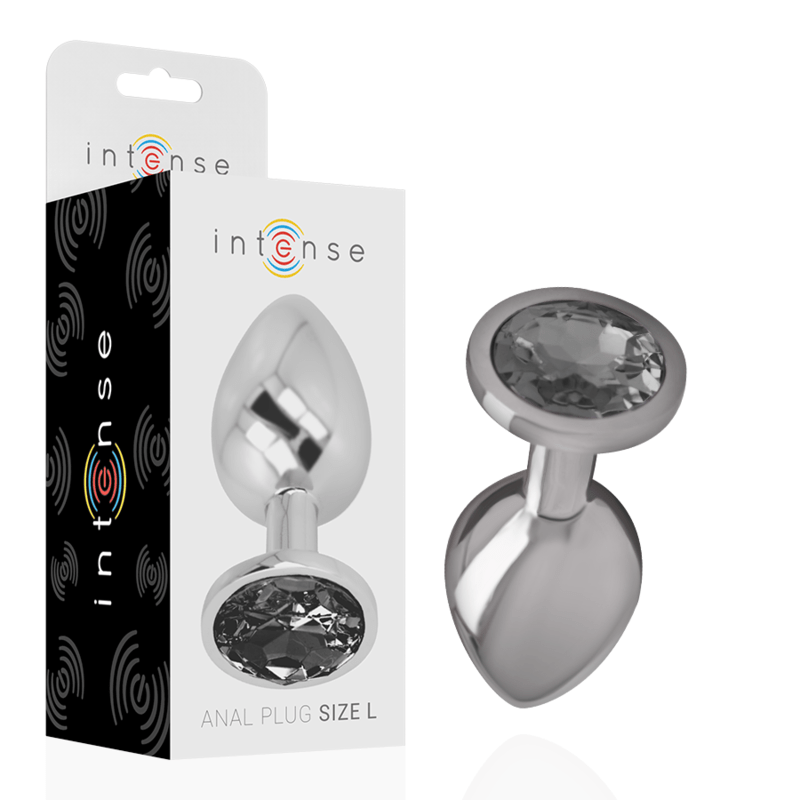 INTENSE - PLUG ANALE IN METALLO ALLUMINIO CON VETRO NERO TAGLIA L - INTENSE ANAL TOYS - Intimo per le occasioni speciali | The Game Lingerie