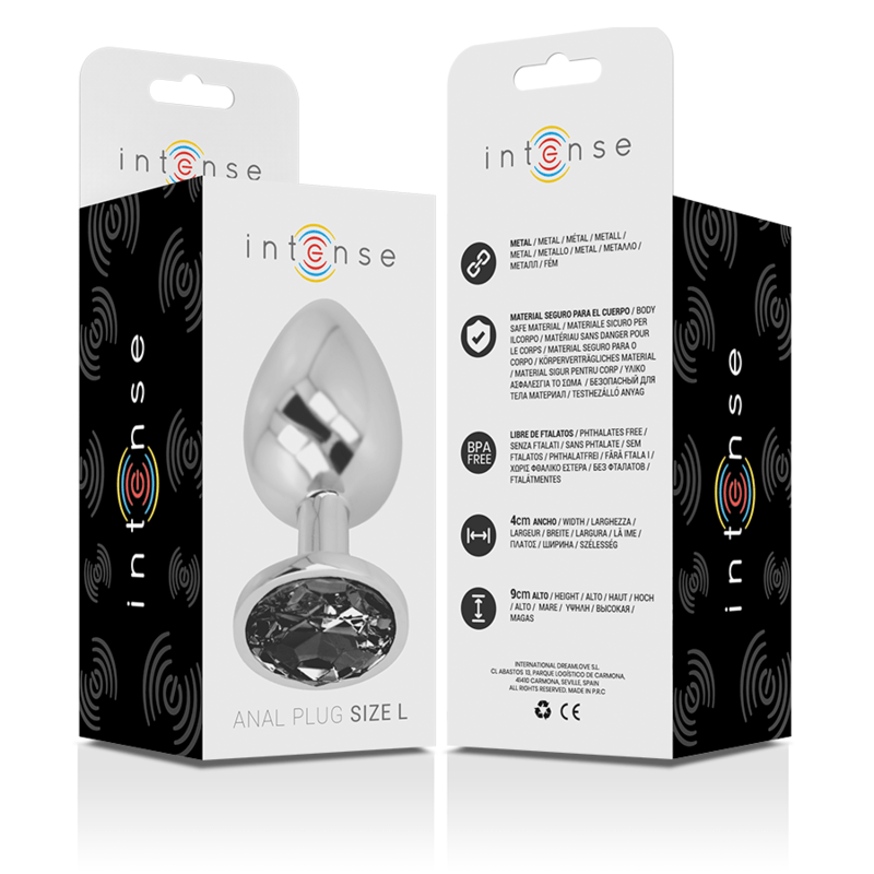 INTENSE - PLUG ANALE IN METALLO ALLUMINIO CON VETRO NERO TAGLIA L - INTENSE ANAL TOYS - Intimo per le occasioni speciali | The Game Lingerie