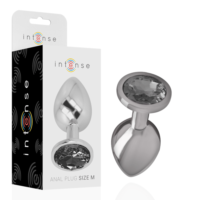 INTENSE - PLUG ANALE IN METALLO ALLUMINIO CON VETRO NERO TAGLIA M - INTENSE ANAL TOYS - Intimo per le occasioni speciali | The Game Lingerie