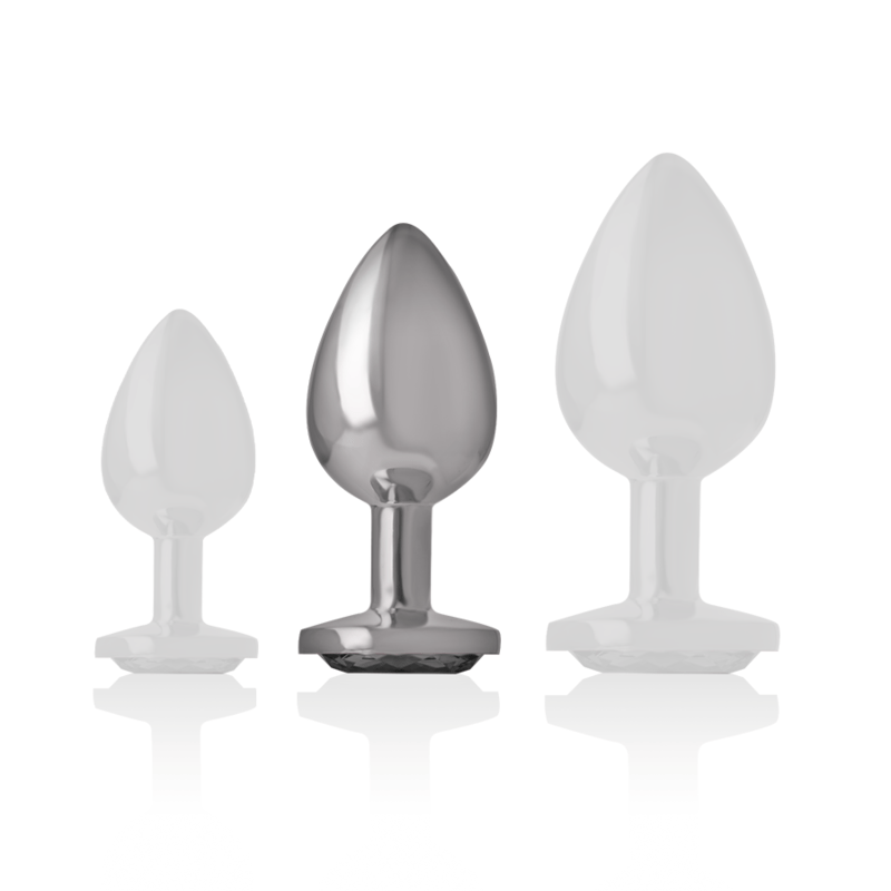 INTENSE - PLUG ANALE IN METALLO ALLUMINIO CON VETRO NERO TAGLIA M - INTENSE ANAL TOYS - Intimo per le occasioni speciali | The Game Lingerie