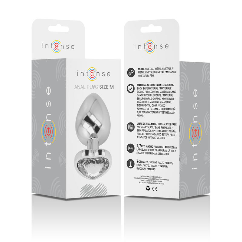 INTENSE - PLUG ANALE IN METALLO ALLUMINIO CUORE BIANCO TAGLIA M - INTENSE ANAL TOYS - Intimo per le occasioni speciali | The Game Lingerie
