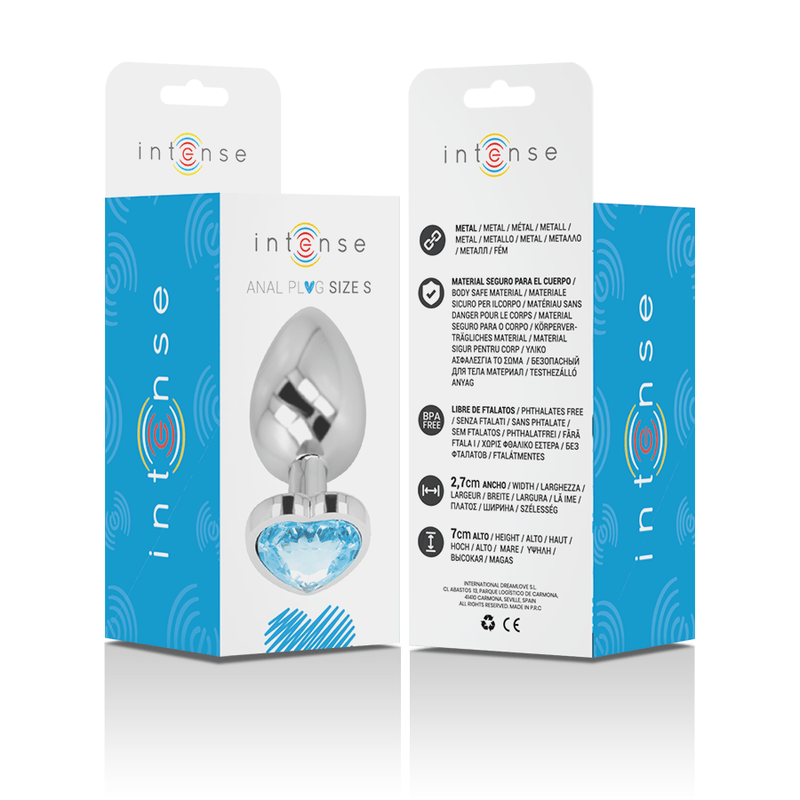 INTENSE - PLUG ANALE IN METALLO ALLUMINIO CUORE BLU TAGLIA S - INTENSE ANAL TOYS - Intimo per le occasioni speciali | The Game Lingerie