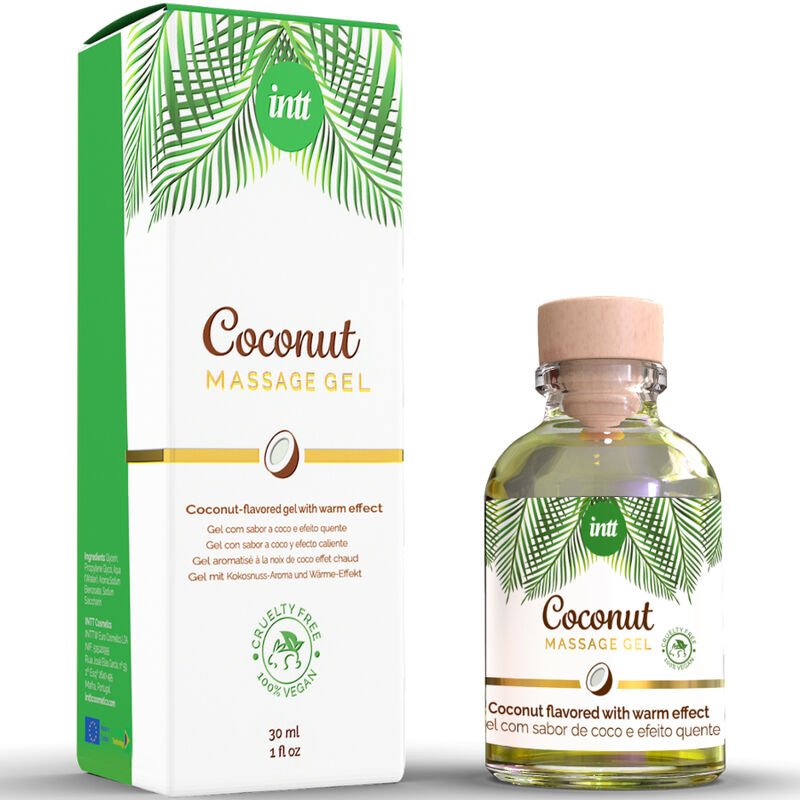 INTT Gel da Massaggio Riscaldante al Cocco 30 ml | Commestibile e Vegano - INTT VEGAN LINE - Intimo per le occasioni speciali | The Game Lingerie