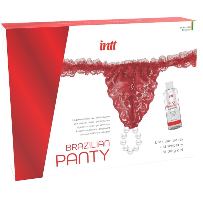 INTT RELEASES - BRASILIANA ROSSA CON PERLE E GEL LUBRIFICANTE 50 ML - INTT RELEASES - Intimo per le occasioni speciali | The Game Lingerie