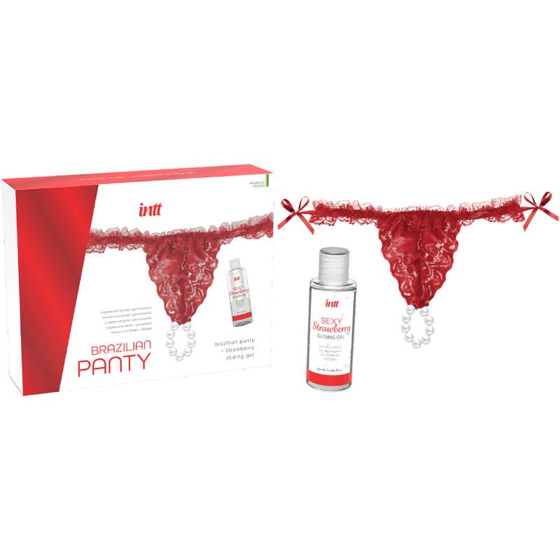 INTT RELEASES - BRASILIANA ROSSA CON PERLE E GEL LUBRIFICANTE 50 ML - INTT RELEASES - Intimo per le occasioni speciali | The Game Lingerie