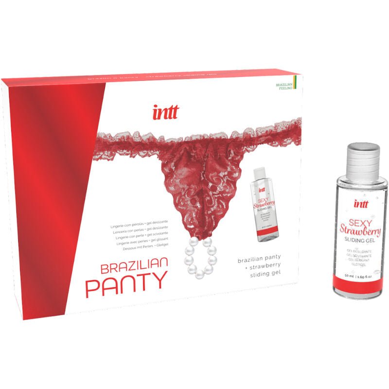 INTT RELEASES - BRASILIANA ROSSA CON PERLE E GEL LUBRIFICANTE 50 ML - INTT RELEASES - Intimo per le occasioni speciali | The Game Lingerie