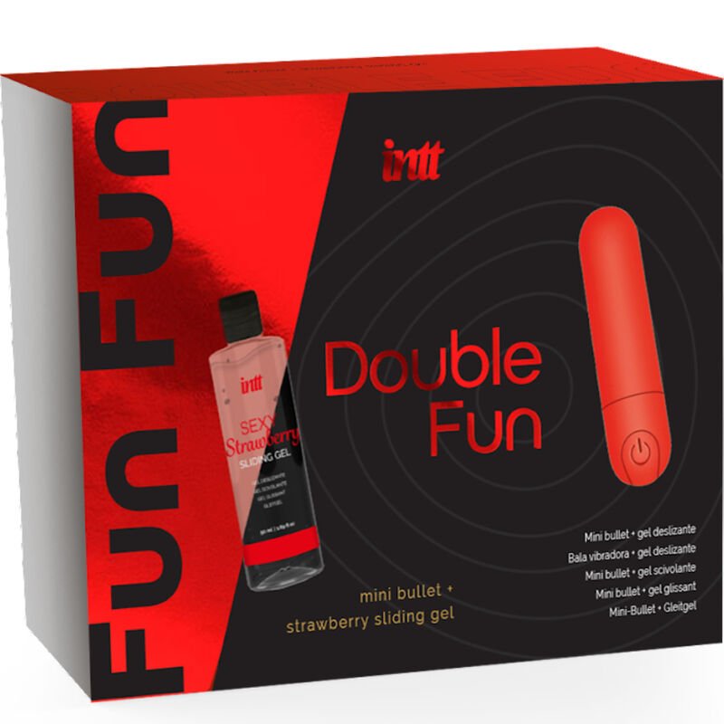 INTT RELEASES - KIT DOPPIO DIVERTIMENTO CON BULLET VIBRANTE E GEL DA MASSAGGIO ALLA FRAGOLA - INTT RELEASES - Intimo per le occasioni speciali | The Game Lingerie