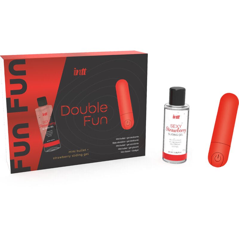 INTT RELEASES - KIT DOPPIO DIVERTIMENTO CON BULLET VIBRANTE E GEL DA MASSAGGIO ALLA FRAGOLA - INTT RELEASES - Intimo per le occasioni speciali | The Game Lingerie