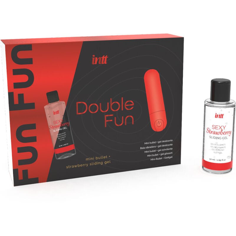 INTT RELEASES - KIT DOPPIO DIVERTIMENTO CON BULLET VIBRANTE E GEL DA MASSAGGIO ALLA FRAGOLA - INTT RELEASES - Intimo per le occasioni speciali | The Game Lingerie