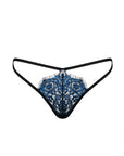 Perizoma in Pizzo Blu con Cinghie Geometriche Yassmyne | Obsessive 160912