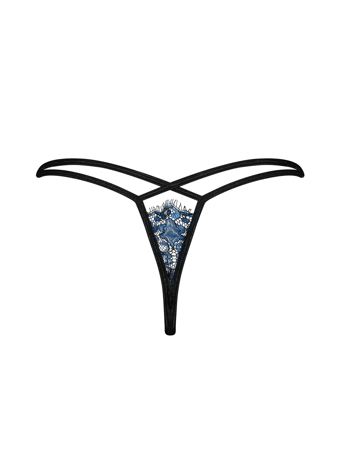 Perizoma in Pizzo Blu con Cinghie Geometriche Yassmyne | Obsessive 160912